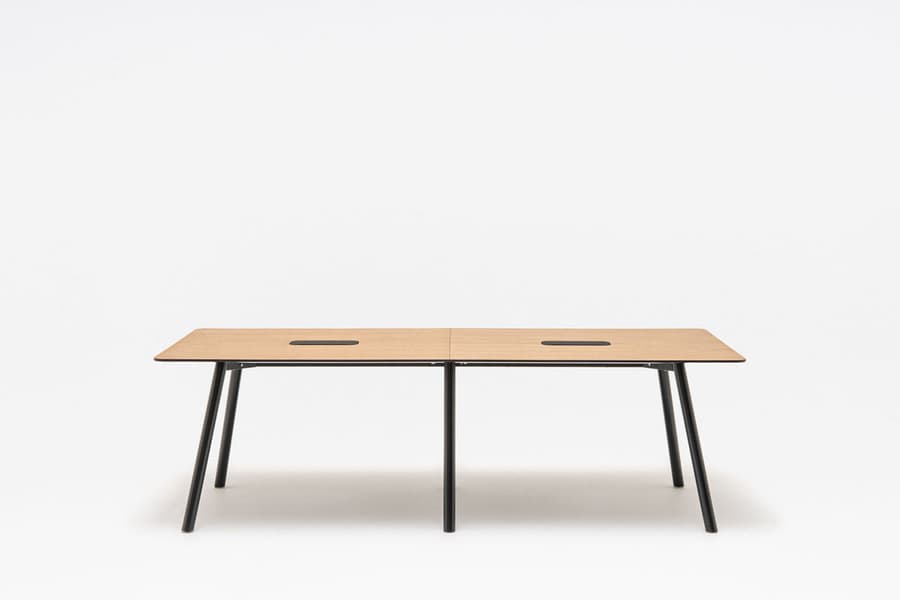 Echo – Rectangulaire avec angles rayonnés — Table (piétement métal)