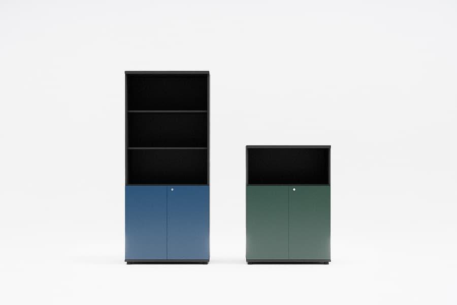 Étagère Color – à assembler, espace entre étagères 32 cm — Bibliothèque + corps fermé