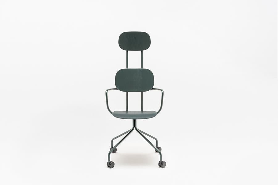 Chaise New School — Contreplaqué + appui-tête, étoile 4 branches