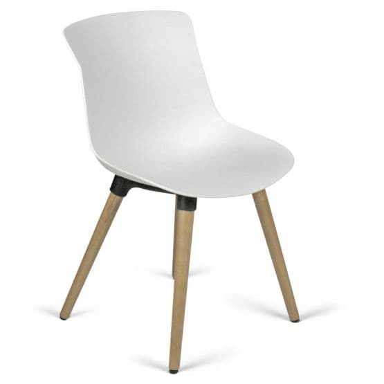 Chaise visiteur en polypropylène et bois LUMO