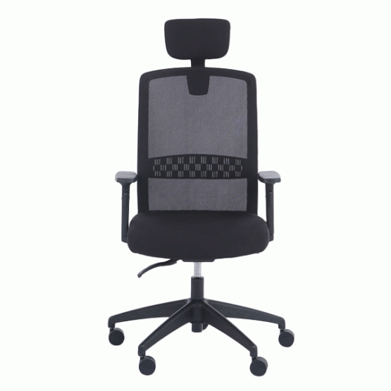Fauteuil synchrone en maille avec têtière Scott noir