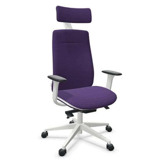 Fauteuil Eman blanc tapissé avec têtière