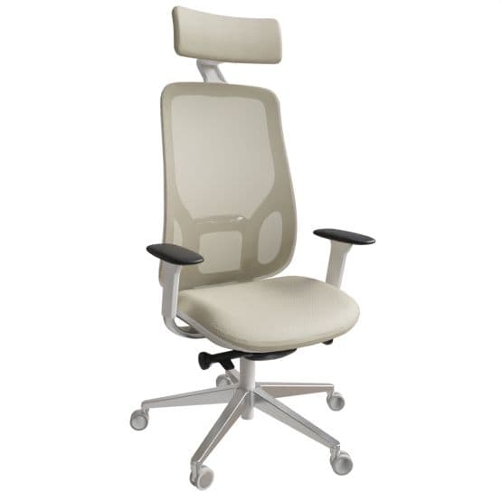 Fauteuil Direction Eman — Ergonomique 8h avec Têtière, Résille Blanc