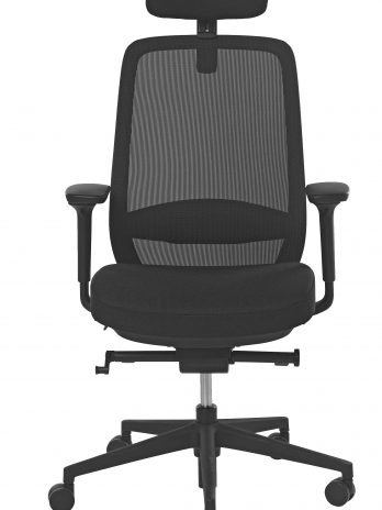Fauteuil de bureau ergonomique Busy réf. 1970 | Filet noir, têtière réglable, soutien lombaire – Confort 8h/jour – Sitek