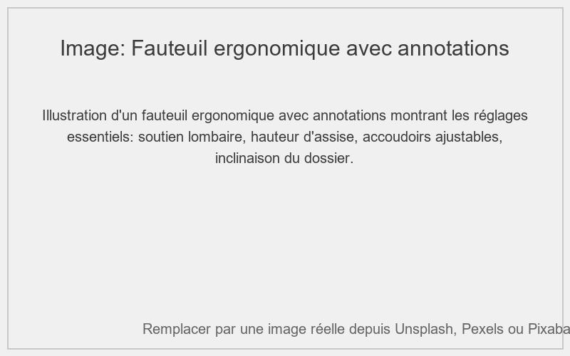 Schéma des réglages d'un fauteuil ergonomique