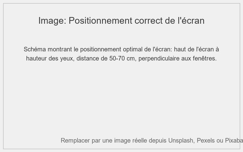 Schéma du positionnement correct de l'écran par rapport aux yeux
