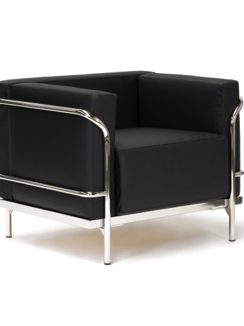 Fauteuil accueil Soft-1P croute de cuir noir – bureau – ACT