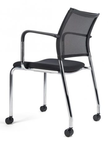 Fauteuil d'accueil Surf-RA tissu noir – bureau ou espace de réunion – ACT