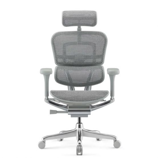 Fauteuil de bureau ergonomique en maille grise – Tech Ergohuman – accoudoirs 5D – 24/24