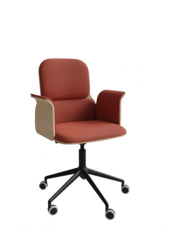 Fauteuil Home office coque bois base noire, avec accoudoirs Bero