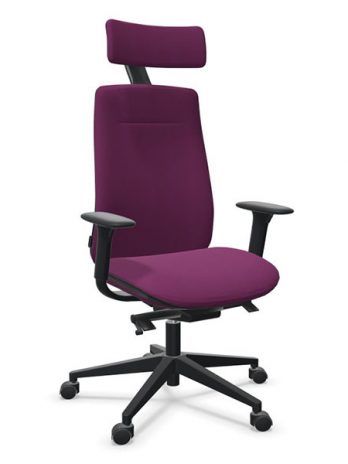 Fauteuil Eman noir tapissé avec têtière