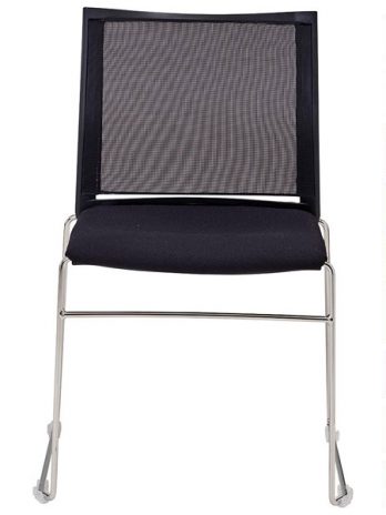 Chaise piètement traineau dossier résille assise tapissée Jill