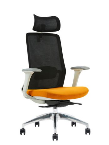 Chaise ergonomique blanche avec têtière Polar