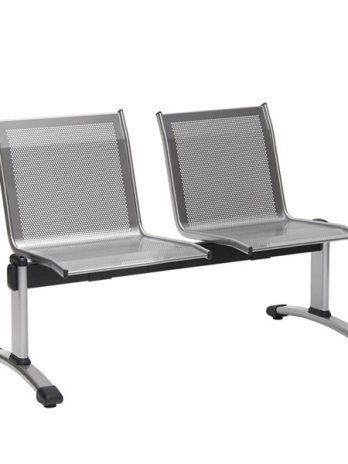 Siège poutre en acier perforé poli et verni gris QUAD