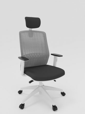 Fauteuil ergonomique blanc avec têtière Scott