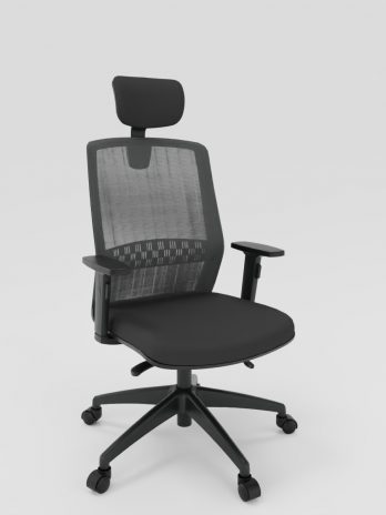 Fauteuil synchrone en maille avec têtière Scott noir